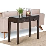 SIMPLIHOME Cosmopolitan SOLID WOOD 38 inch Wide Contemporary Modern Console Sofa Entryway Table in Mahogany Brown with Storage, 2 Drawers , for the Living Room, Entryway and Bedroom