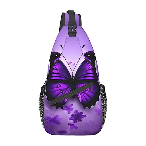 Mochila deportiva bandolera estilo mariposas moradas