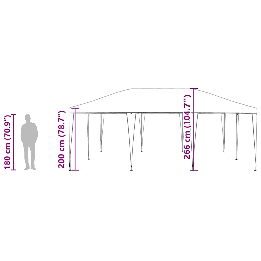 Tenda per feste, verde, in polietilene e acciaio, 600 x 400 x 266 cm, gazebo pieghevole e gazebo da giardino per matrimoni, barbecue, terrazza, protezione solare e pioggia per esterni