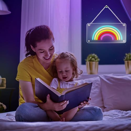 Image of ENUOLI Rainbow Neon Sign, Led Wall Signs USB Powered Rainbow Neon Lights Double-Layer Acrylic Neon for Girls Room Party, Kids Room Decoration, Christmas Birthday Gifts for Kids