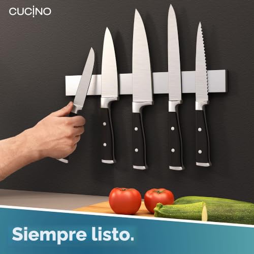 Miniatura 5 de Soporte Iman Cuchillos Cocina - Barra Magnética Porta Cuchillos De Cocina, Montaje En Pared Sin Taladro Con Banda Adhesiva 3m, Acero Inoxidable, 40 Cm