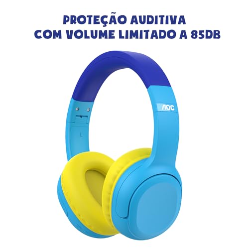 AOC - Headphone Bluetooth Luccas Neto Aventureiro Azul LN001BL/00 com adesivos para personalizar seu