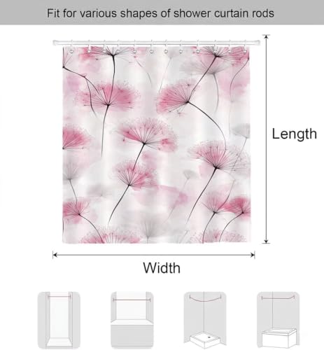Rideau de douche anti moisissure imperméable en polyester lesté rose et beige - 7