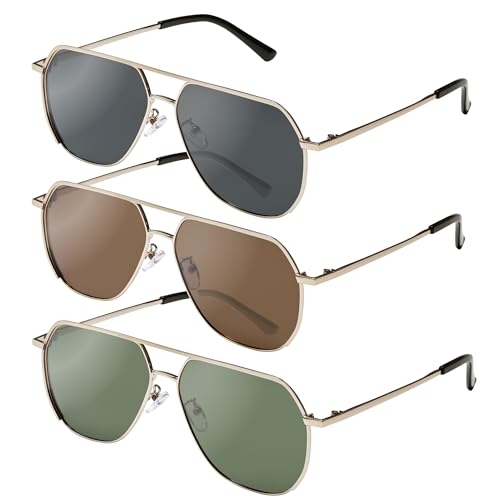 Livho Polarized Aviator Sunglasses for Men, Trendy Square UV Protection Oversized Fashion Sun Glasses