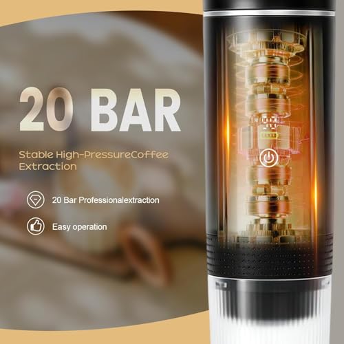 Image of Portable Coffee Maker, 3-in-1 Espresso Machine for Travel 20 bar Mini Coffee Maker Compatible with Ground Coffee & Capsule for Car, RV, Hiking, Camping, Office, Travel Espresso Maker