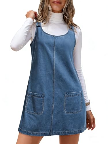 Dokotoo Denim Dress Womens Fashion Casual Sleeveless Crewneck Western Jean