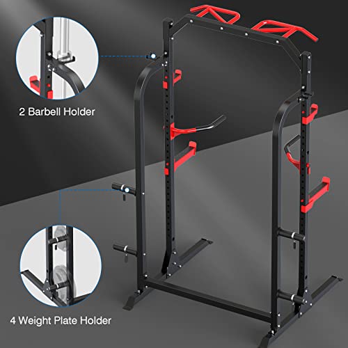 Sunhome Power Cage Squat Rack With Pull Up Bar & Dip Bar, Adjustable Power Zone Rack Stand Barbell Rack For Weight Plate And Olympic Bar Storage Home Gym #TOP3