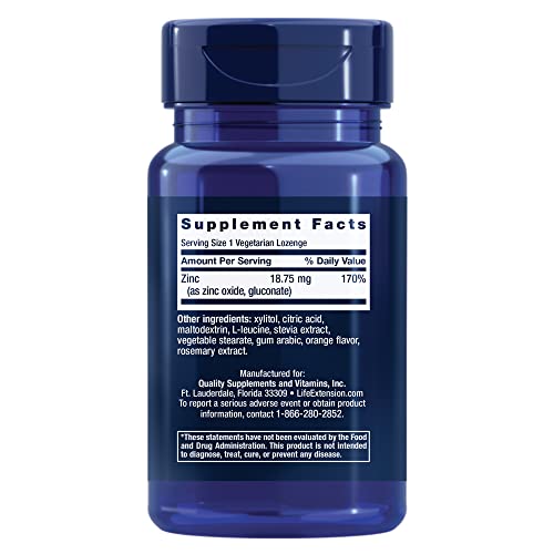 Life Extension Zinc Lozenges – Citrus-Orange Flavor – For Healthy Protein Synthesis & Immune Health - Inflammation Management Supplement - Gluten-Free, Non-Gmo – 60 Vegetarian Lozenges #TOP1