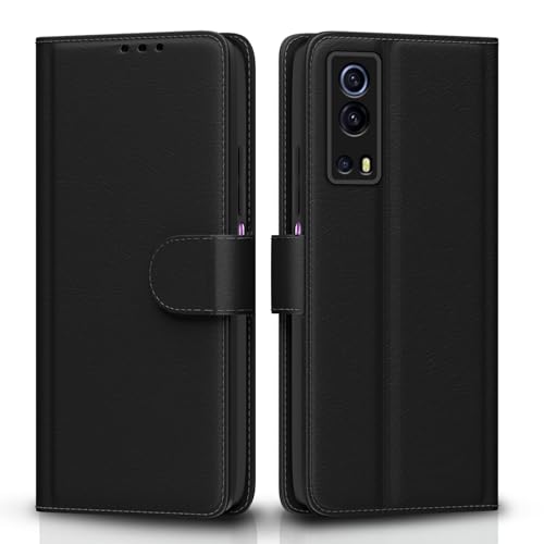 Image of Pikkme IQOO Z3 5G Flip Case Leather Finish | Inside TPU with Card Pockets | Wallet Stand and Shock Proof | Magnetic Closing | Complete Protection Flip Cover for IQOO Z3 5G (Black)