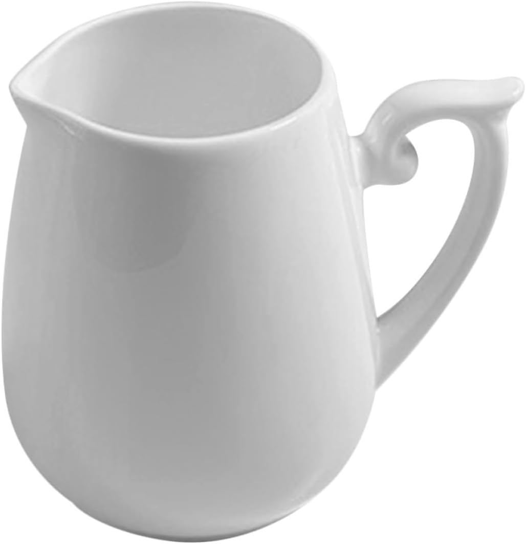 Ceramic Creamer Pitcher with Handle 160ml White Bone China Milk Jug Coffee Syrup Pitcher for Home Coffee Making and Serving