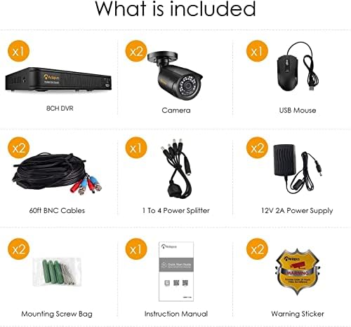 Anlapus 1080p CCTV Home Security Camera System, 8CH H.265+ 2MP DVR Recorder with (2) HD 1080p Outdoor Surveillance Camera Kit, No Hard Drive