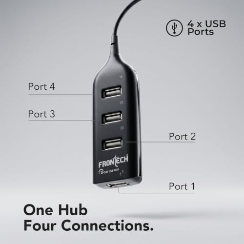 Image of Frontech 4 Port USB Hub, USB 2.0 Splitter Hub with 480 Mbps High-Speed Data Transfer, Plug & Play, 1 Meter Cable, 1 Year Warranty (NC-0085)