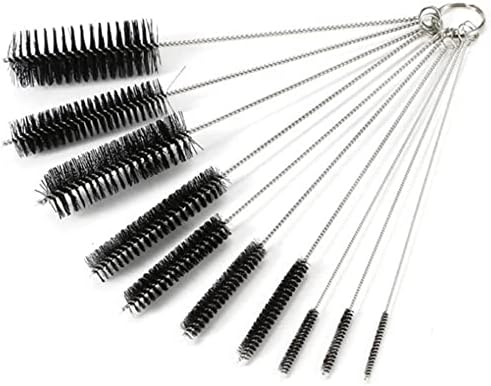 CHEERYMAGIC 10 Pieces Bottle Cleaning Brushes White Nylon Tube Brushes for Cleaning Teapot Bottle Straw Narrow Neck Bottles Sports Water Bottles Thermos A2PS-Black