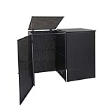 Dimensionen (HxLxB): 110x66x130cm | Material: Geflecht: Poly-Rattan - Gestell: Stahl | Farbe: Schwarz