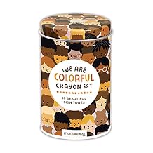 We Are Colorful Skin Tone Crayon Set from Mudpuppy, Includes 18 Crayons, Beyond Just Peach and Brown!, Tin package makes for a great gift!, Ages 3+