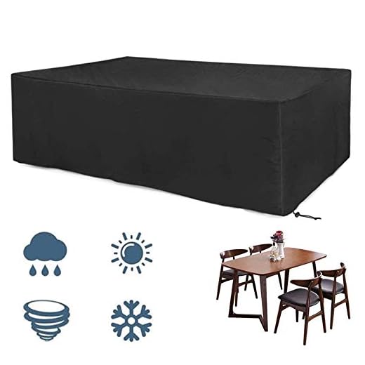 EXLECO Överdrag för trädgårdsmöbler 200 x 160 x 70 cm vattentätt utomhusmöbler överdrag andas Oxford vindtät UV-beständig trädgård bordsskydd svart