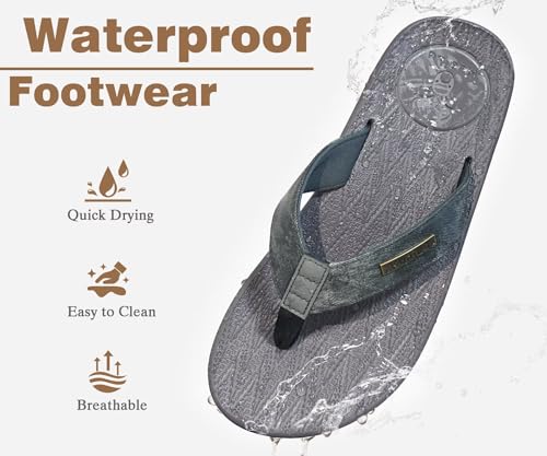 Image of KuaiLu Mens Flip Flops Arch Support Comfortable Summer Beach Thong Sandals Yoga Foam Cushion Slip on Slippers