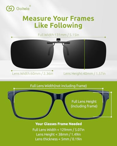 Image of Goiteia Polarized Flip up Clip on Sunglasses over Prescription Glasses for Men Women-Upgraded No Blue Glare