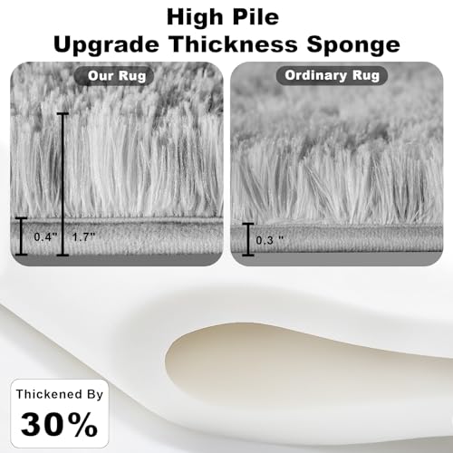 5x7 Tie Dyed Grey Fluffy Area Rugs for Bedroom, Soft Indoor Plush Rug for Living Room, Large Furry Fuzzy Shag Floor Carpet for Kids Nursery Boys Room Dorm Classroom Home Office Decor Mat