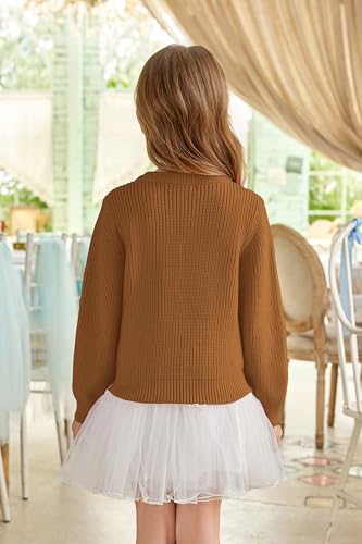 Image of Arshiner Girl's Sweaters Kids Twist Front Cute Pullover Knitted Jumper Fall Winter Clothes