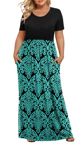 Image of LONGYUAN Women's Plus Size Maxi Dresses Summer Short Sleeve Casual Long Dress 2026 XL-6XL