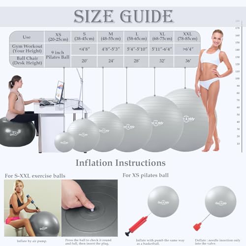 Image of PL-0002 Soft Exercise Ball, Anti-Burst Yoga Ball Chair Supports 2200lbs PL-0002