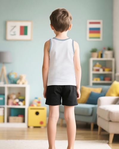 Boys Tank Tops Toddler Sleeveless Tank Tops Boys 3-Pack Dinosaur Excavator Tank Set for 3-8 Years Kids4