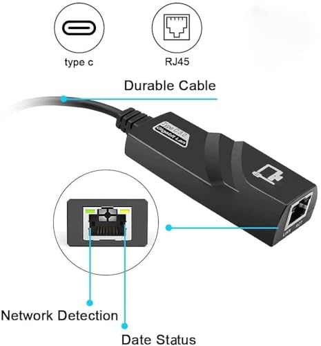 Image of USB C to Ethernet, RJ45 to USB C Thunderbolt 3 /Type-C Gigabit Ethernet LAN Network Adapter, Wired Network Convert Adapter Plug & Play, Compatible for MacBook, Laptop, More Devices AE-214TC