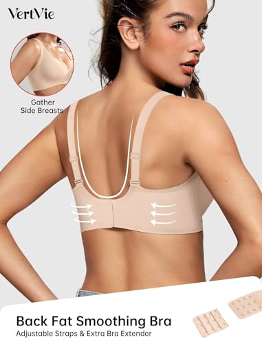 Image of Vertvie Jelly Wireless Bras for Women Push Up Plunge Seamless T-Shirt Bras No Underwire Supportive Full Coverage Bralettes