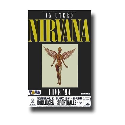 Nirvana Poster - 11 x 17 Promo for a Concert on the 'In Utero' Album Tour -- Germany,Kids Room