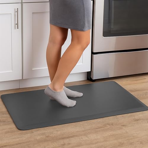 K Collection Heavy Duty Anti Fatigue Standing Mat – High Density Cushioned Non-Slip Mat for Standing Desks, Office, Kitchen Rug - Grey 44cm x 71cm