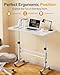 Small Standing Desk Adjustable Height, Mobile Stand Up Desk with Wheels, 32 Inch Portable Rolling Desks Computer Office Workstations for Walking Pad Treadmill White