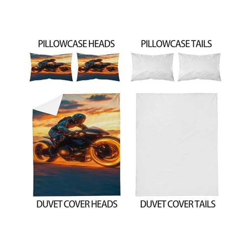 Housse de couette motard avec fermeture éclair parure de lit microfibre - 4