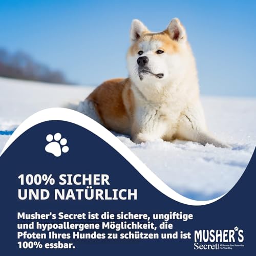 Musher's Secret Pfotenbalsam für Hunde 60g, Natürliches Pfotenschutz-Wachs gegen Streusalz und Hitze, mit Vitamin E