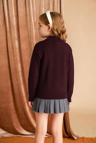 Image of GRACE KARIN Girls Knit Cardigan Sweater Zip Long Sleeve Kids School Uniform Fall Jacket Size 6-14