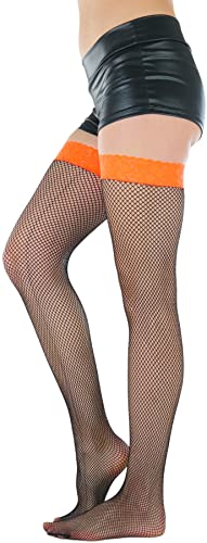 Image of ToBeInStyle Women's Fine Classic Fishnet Thigh High Stretch Nylon Novelty Stockings