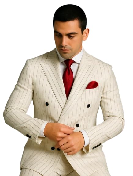 White Suit with Black Pinstripe - 1920's 1940's Dress Suit2