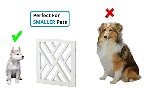 Zoogamo 3 Panel White Wood Crisscross Top Dog Pet Gate - Durable Lightweight Extra Wide Wooden Expandable & Folding Home/Indoor/Outdoor 45" W X 19" H Dog Safety Fence #TOP2