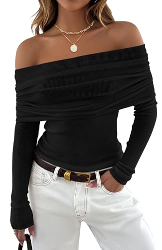 ZESICA Long Sleeve Shirts for Women Off Shoulder...