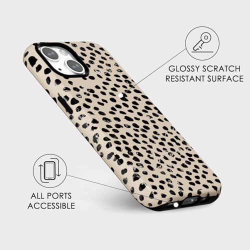 Coque de luxe girly iPhone 15 pois beiges finition rigide premium - 6