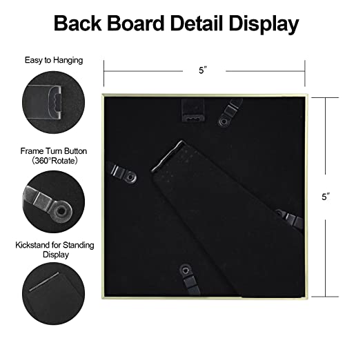 Autjvy 5X5 Picture Frame Champagne Brushed Modern Simple Thin Aluminum Metal Photo Frame With Hd Real Glass, Display For Tabletop And Wall Collage. (2 Pack) #TOP4