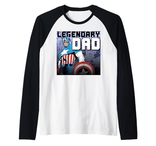 T-shirt Captain America Legendary Dad raglan homme style comics