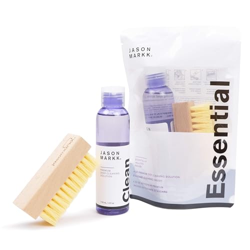 Jason Markk Essential Kit Schuhreiniger Pflege für Sportschuhe 2-Teiliges Set Tiefenreinigungslösung & Durables Bürste Ideal für Schuhe Vollnarbenleder Gummi und mehr 4oz