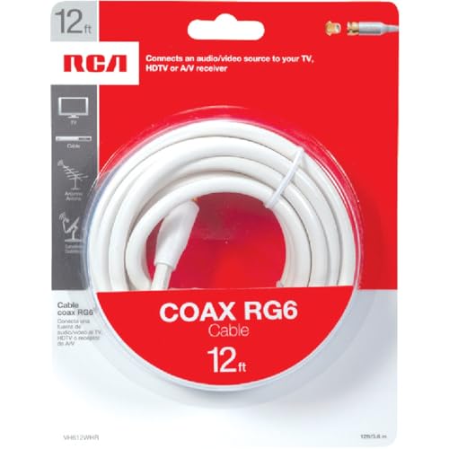 12-Ft. White RG6 Coaxial Cable With 