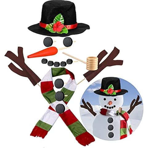 Snowman Decorating Kit, 16Pcs Christmas Snowman Decorating Making Kit Outdoor Fun Christmas Winter Holiday Party Decoration Gift, Xmas Holiday Winter Party snow man kit Outdoor Fun Supplies for Kids Cover