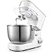 Batteur Sur Socle 1000W, MéLangeur Chef Professional 5L, Avec Crochet PéTrisseur, Fouet, Batteur Et Pelle à MéLanger, Vitesse Variable En Continu,White
