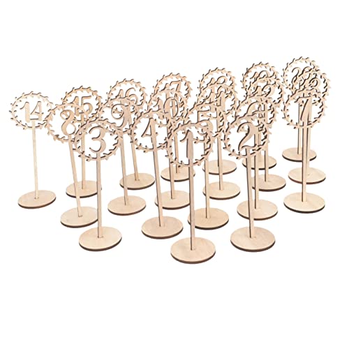 OFFSCH 20pcs Standing Table Numbers Chic Wedding Banquet Decor Wooden Table Number Sign Set
