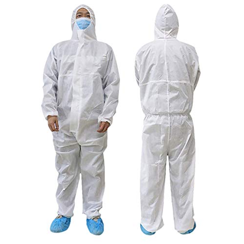 SUITLIM Disposable Coveralls with Hood Breathable Waterproof Disposable Coats SMS Lab Medical Elastic