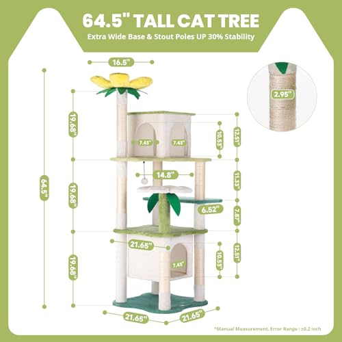 Árbol para gatos grande con diseño aguacate floral de 64.5 pulgadas miniatura 3
