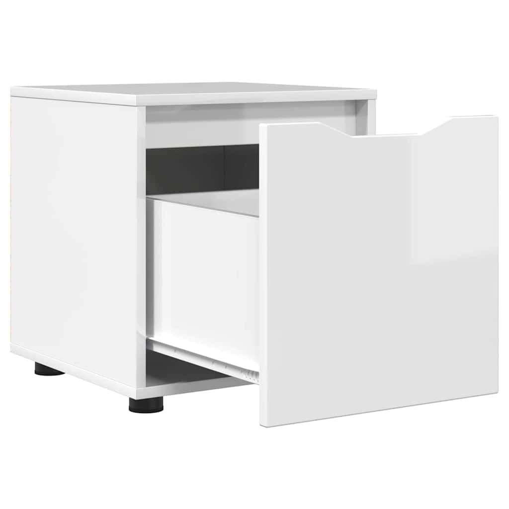 Badezimmerschrank Hochglanz Weiß Holzwerkstoff 40,5 x 40 x 44 cm mit Schublade Stauraum für Kosmetik und Handtücher minimalistisches Design für modernes Bad